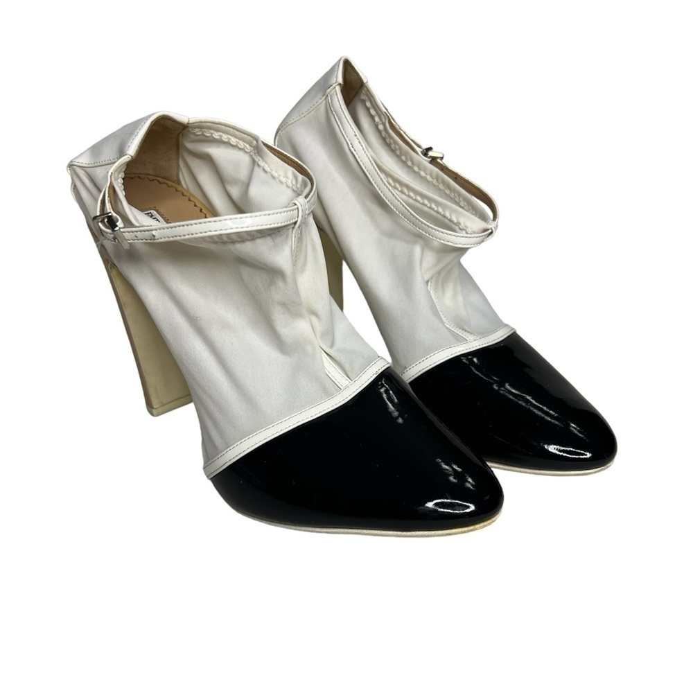 Vintage Emporio Armani Patent Toe Pointed Pumps Ankle Strap and Material Upper